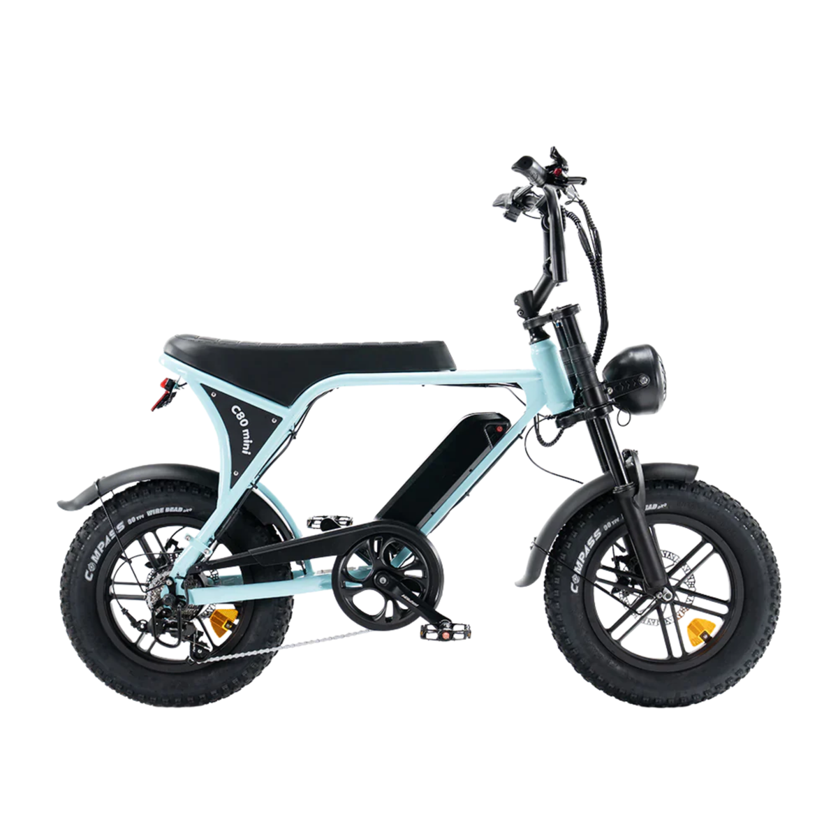 OUXI C80 Mini Lichtblauw fatbike - zijaanzicht