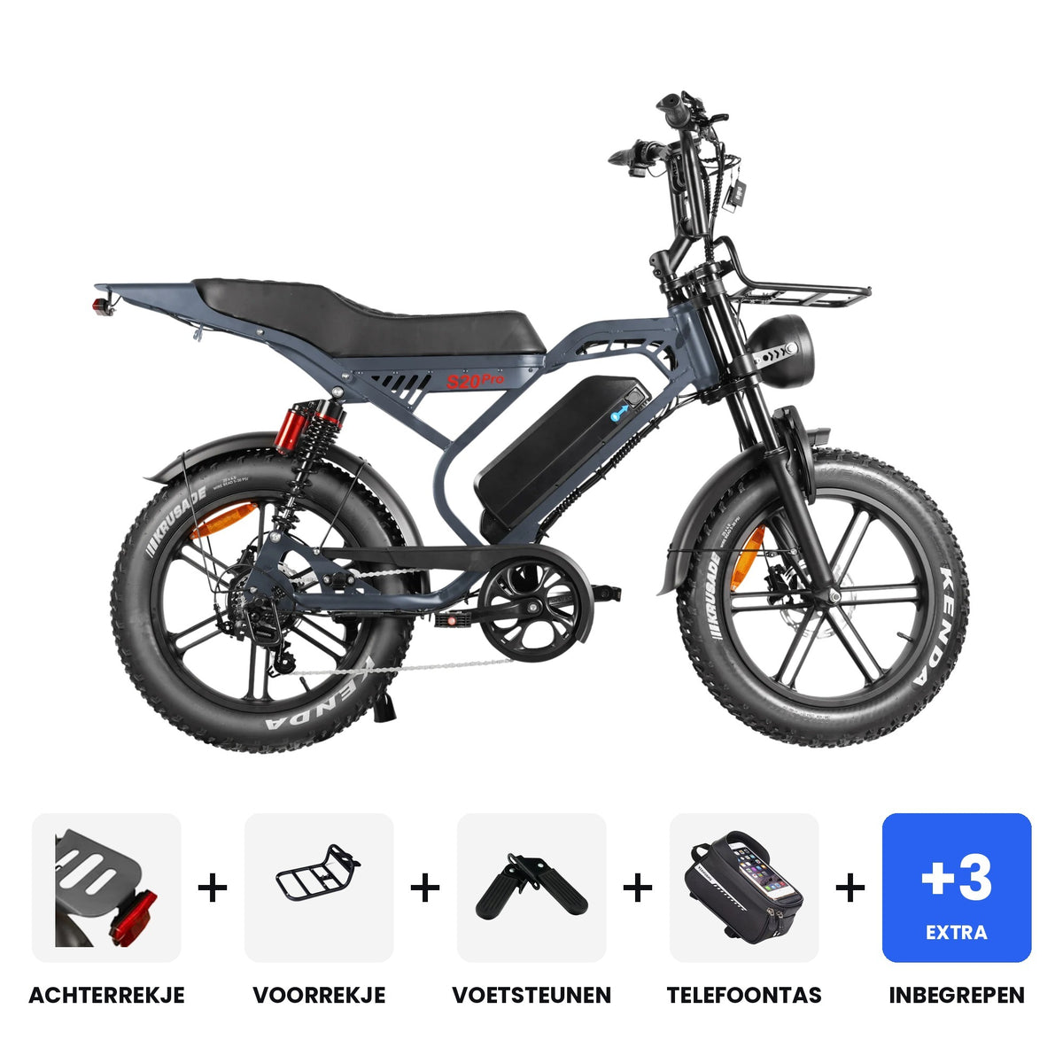 S20 Pro Special Edition Donkergrijs fatbike - inclusief accessoires