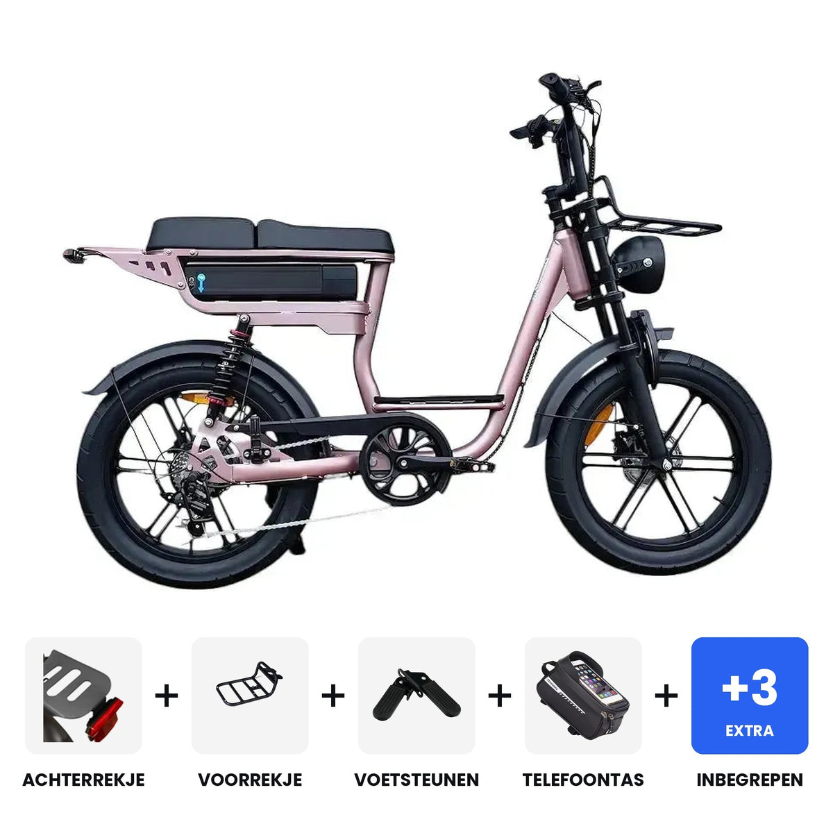 V20 Comfort Special Edition Rosé goud fatbike - inclusief accessoires en 3 jaar garantie