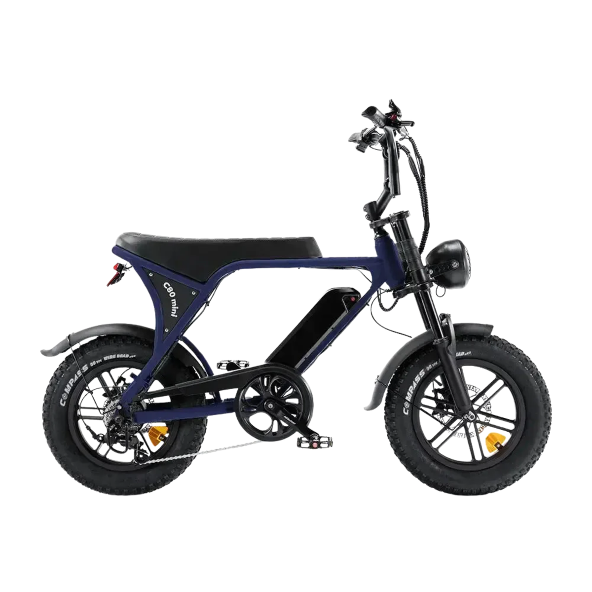 OUXI C80 Mini Blauw fatbike - zijaanzicht