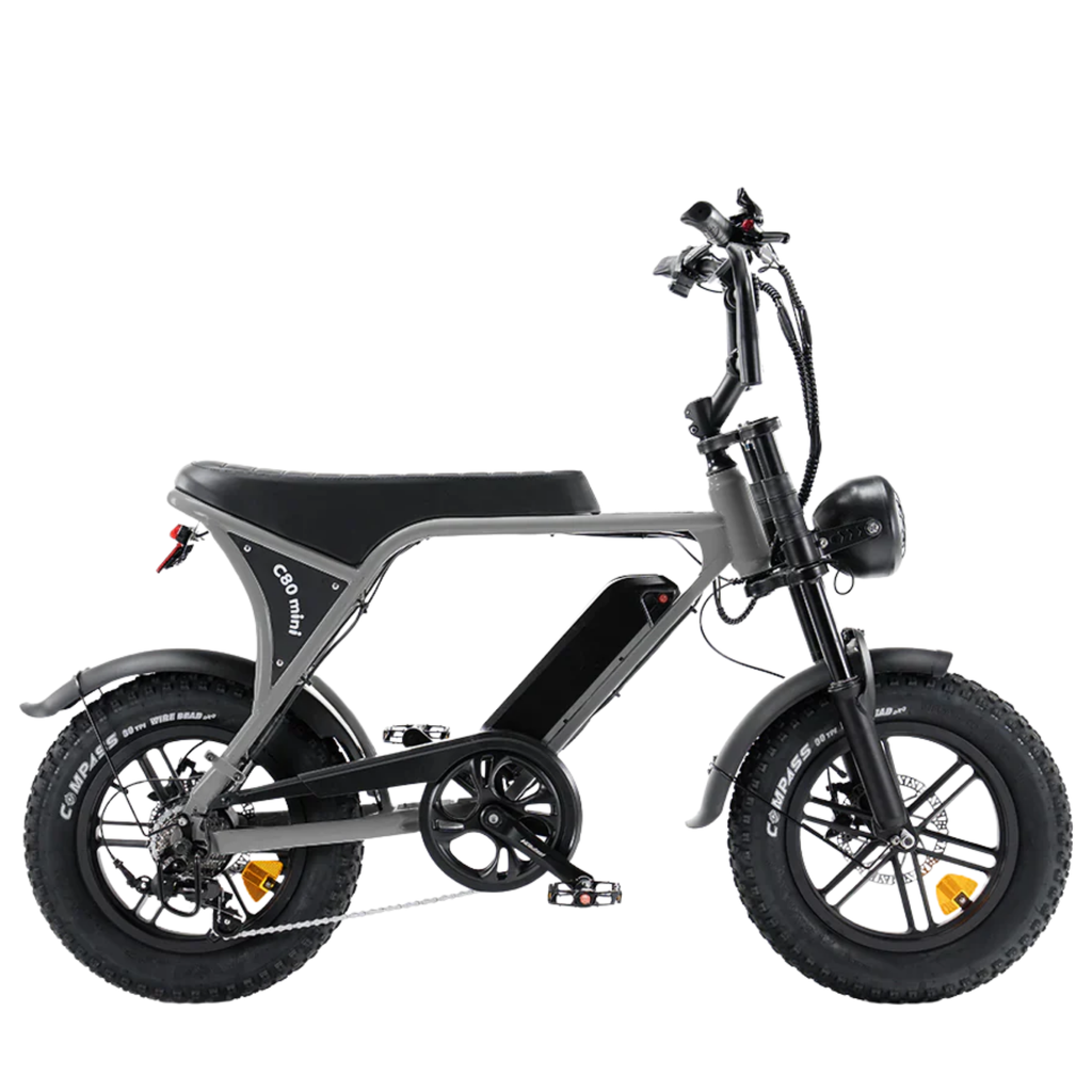 OUXI C80 Mini Grijs fatbike - zijaanzicht