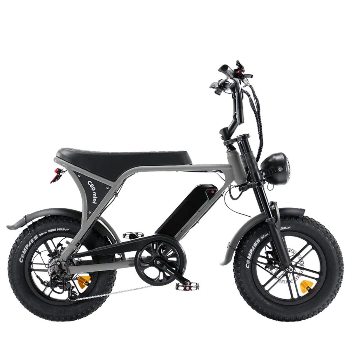 OUXI C80 Mini Grijs fatbike - zijaanzicht