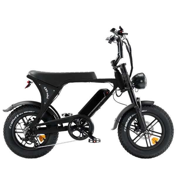 OUXI C80 Mini Zwart fatbike - zijaanzicht