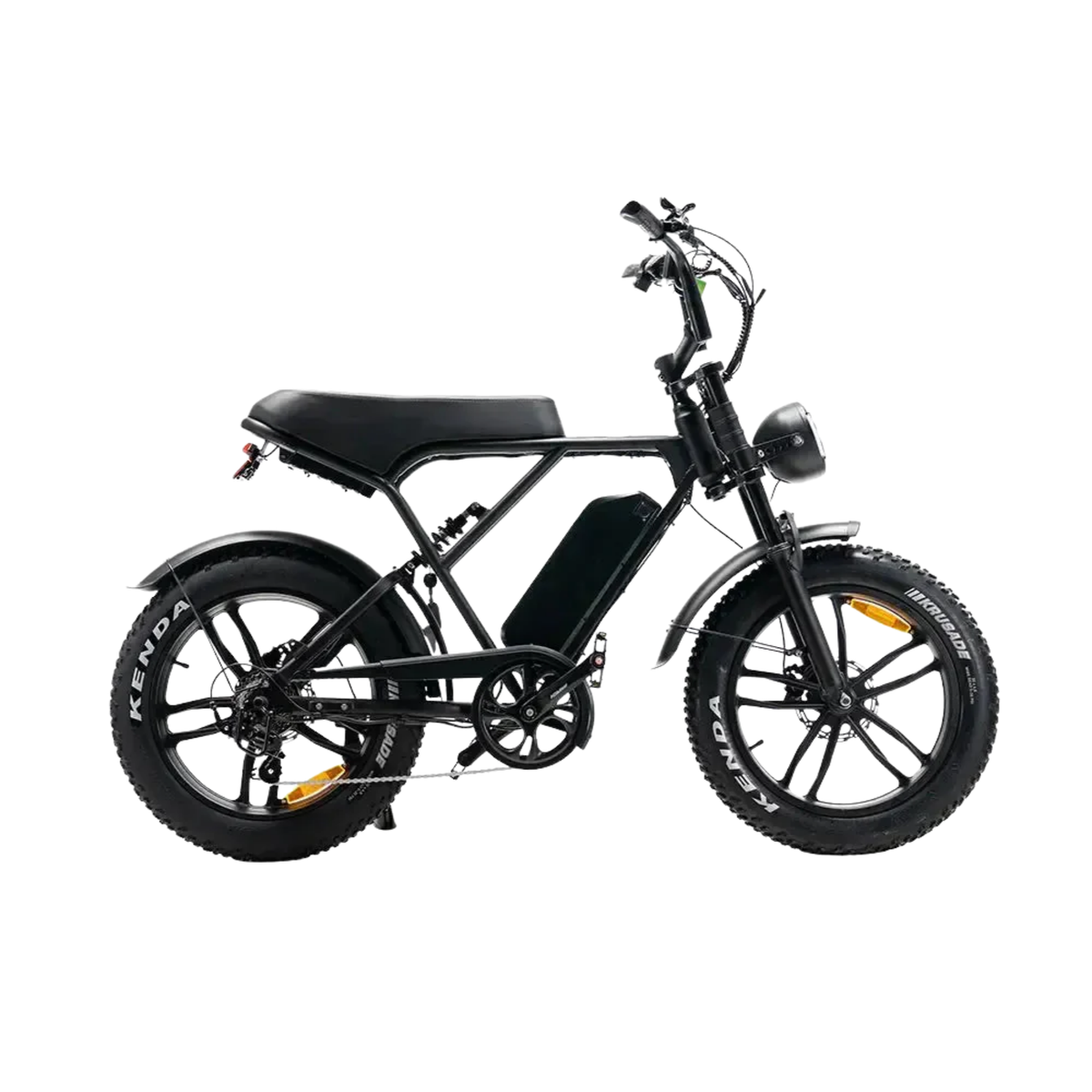 OUXI H9 Zwart fatbike - zijaanzicht