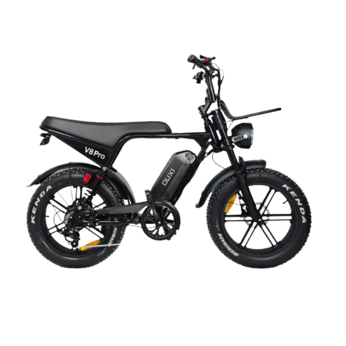OUXI V8 Pro Zwart fatbike - zijaanzicht