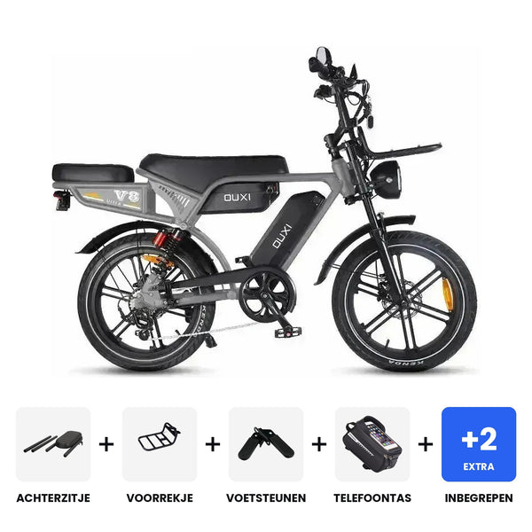 OUXI V8 Ultra Max Special Edition Donkergrijs fatbike - inclusief accessoires en 3 jaar garantie