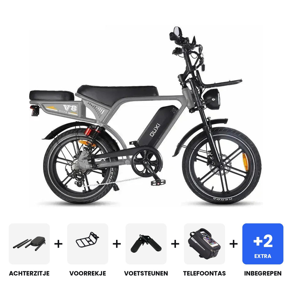 OUXI V8 Ultra Special Edition Donkergrijs fatbike - inclusief accessoires en 3 jaar garantie