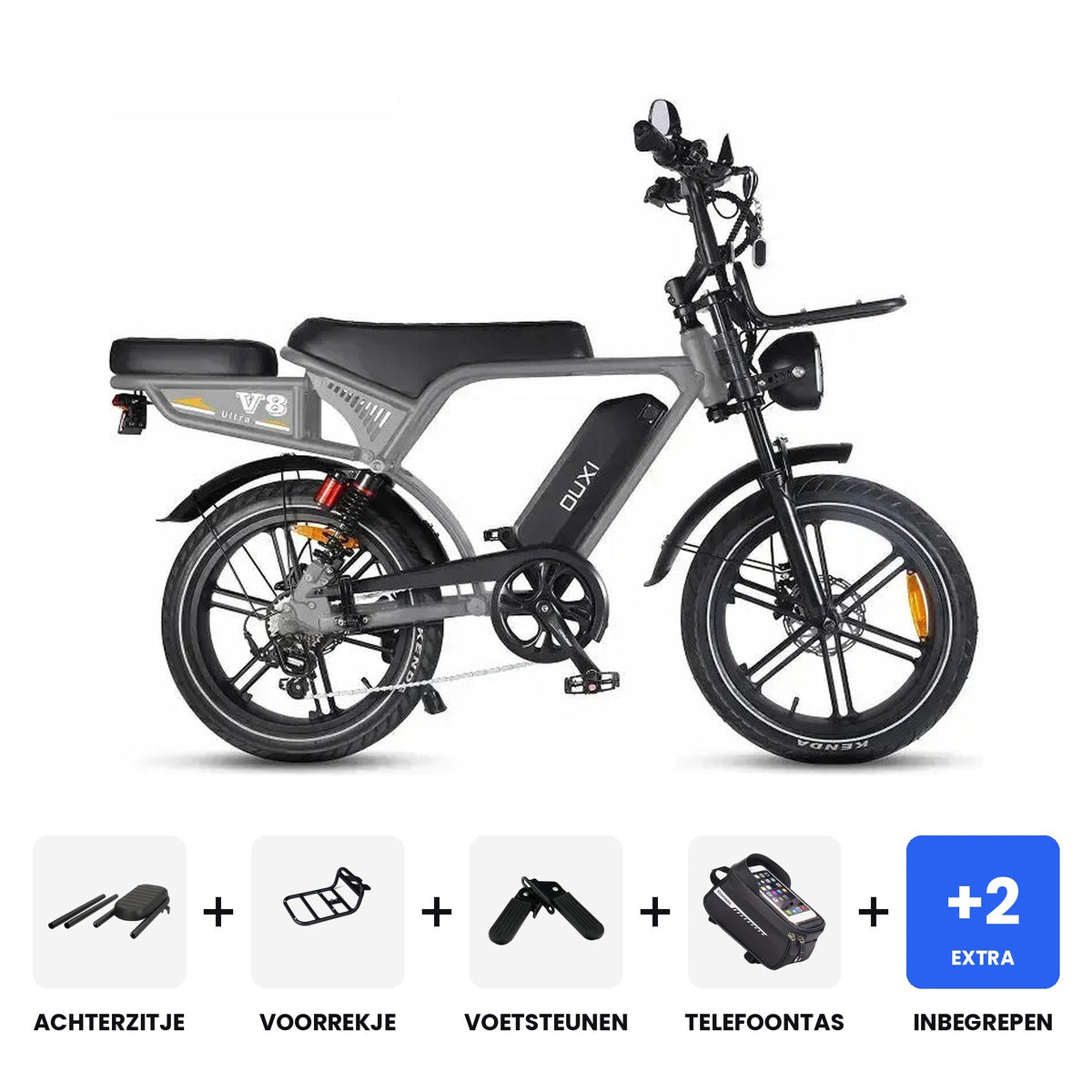 OUXI V8 Ultra Special Edition Donkergrijs fatbike - inclusief accessoires en 3 jaar garantie