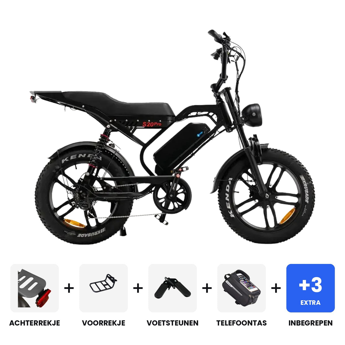 S20 Pro Special Edition Zwart fatbike - inclusief accessoires