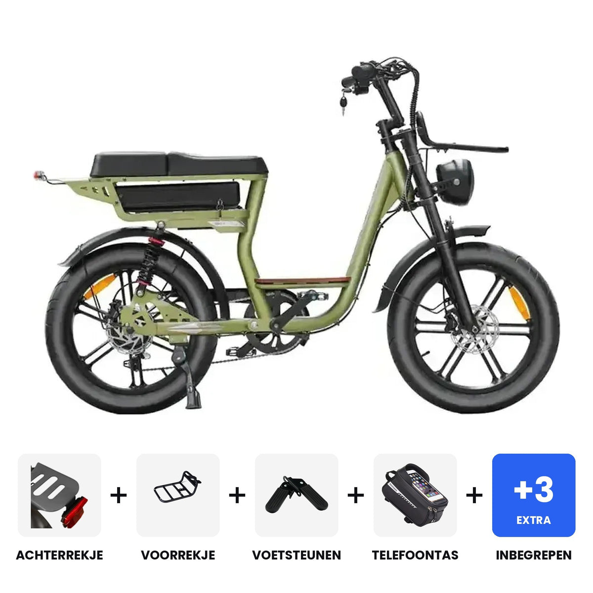V20 Comfort Special Edition Groen fatbike - inclusief accessoires en 3 jaar garantie