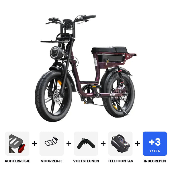 V20 Comfort Special Edition Paars fatbike - inclusief accessoires en 3 jaar garantie