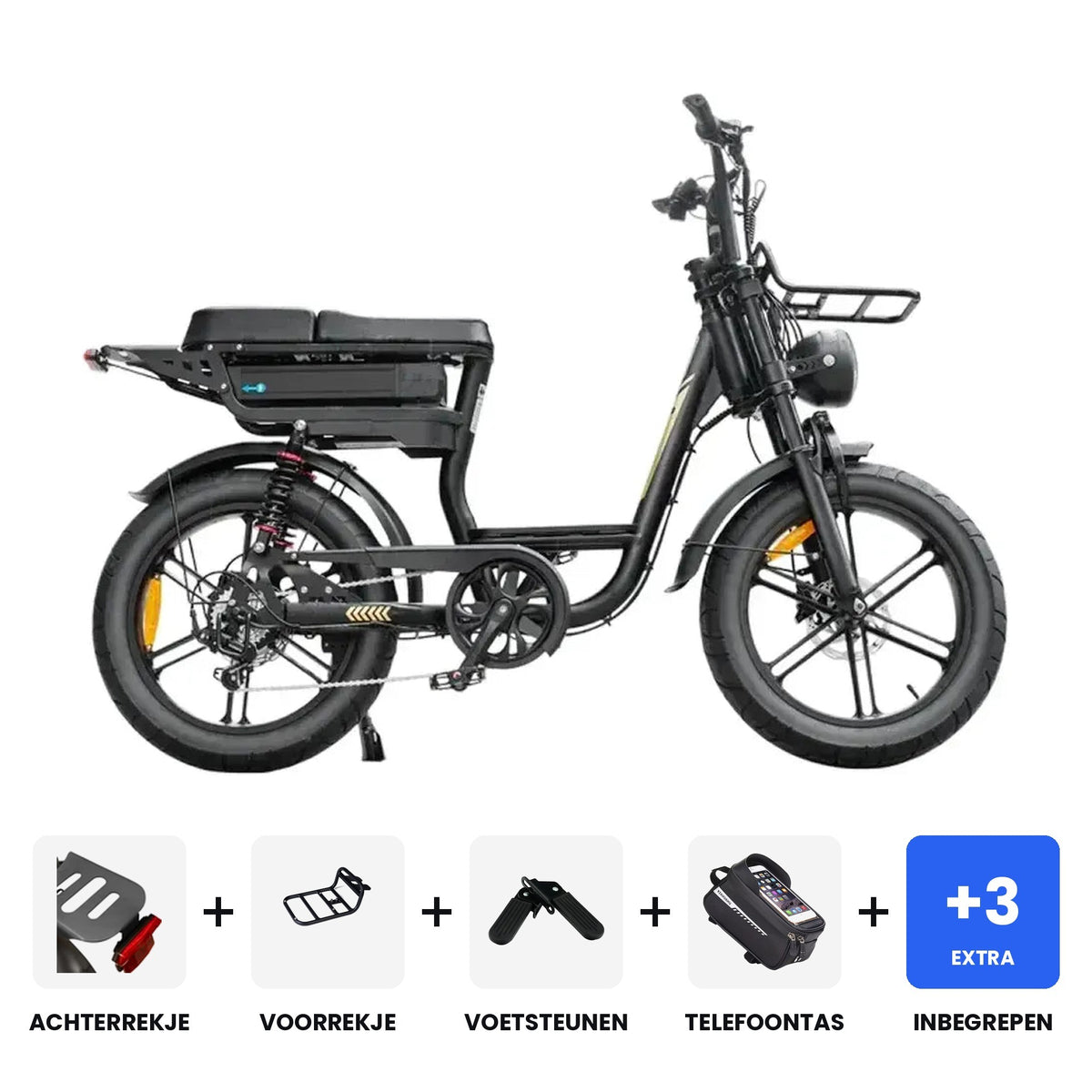 V20 Comfort Special Edition Zwart fatbike - inclusief accessoires en 3 jaar garantie